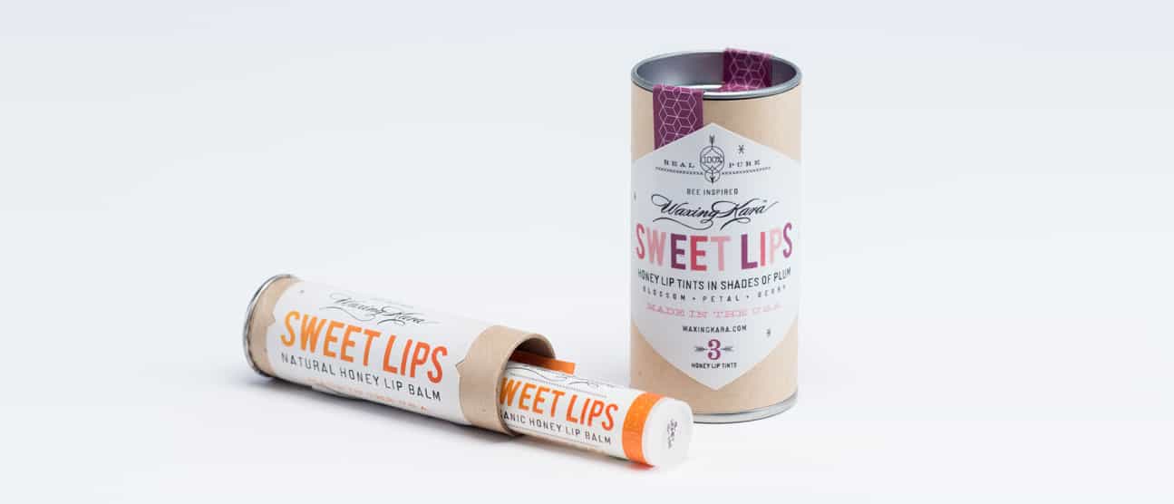 Waxing Kara lip balm and custom outer packaging.