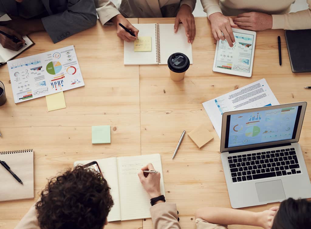 A team of people looking over marketing analytics.