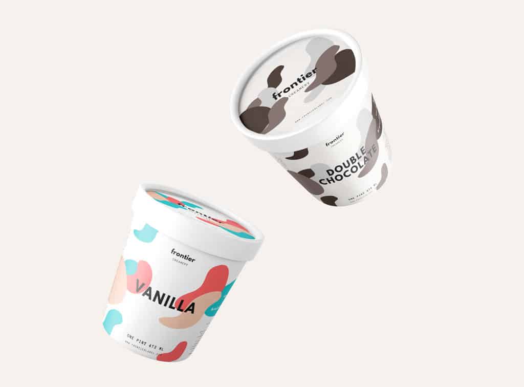 Two ice cream cartons floating in midair.