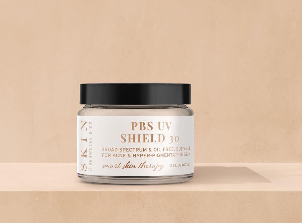 Skin by Brownlee Co PBS UV Shield 30 2oz Jar BOTTLE FRONT LEDGE