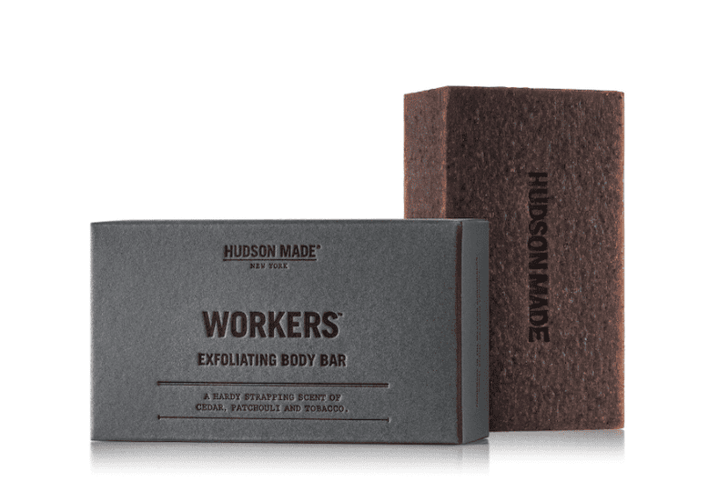 Bar of Hudson Made soap and custom soap box packaging