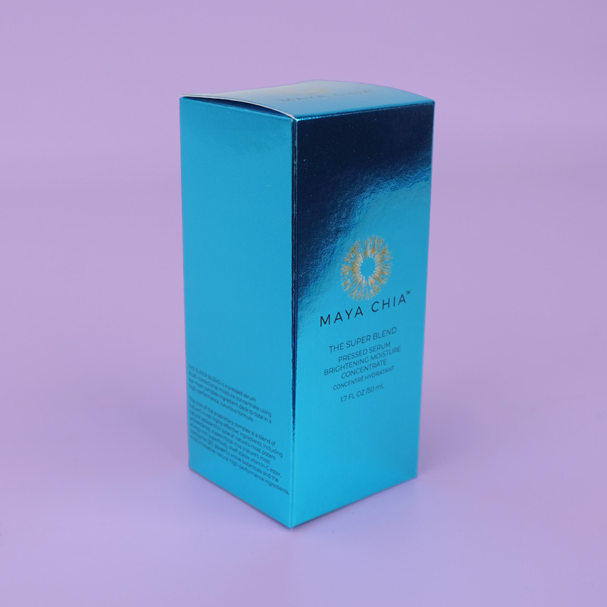 blue metallic folding carton for cosmetics