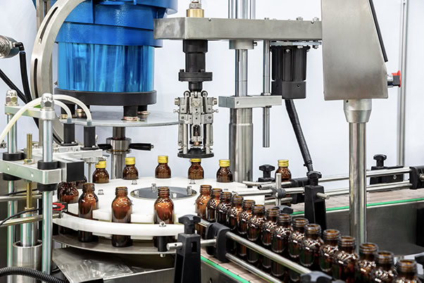 bottle filling on a packaging line