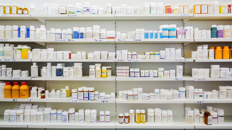 vitamins supplements on store shelves