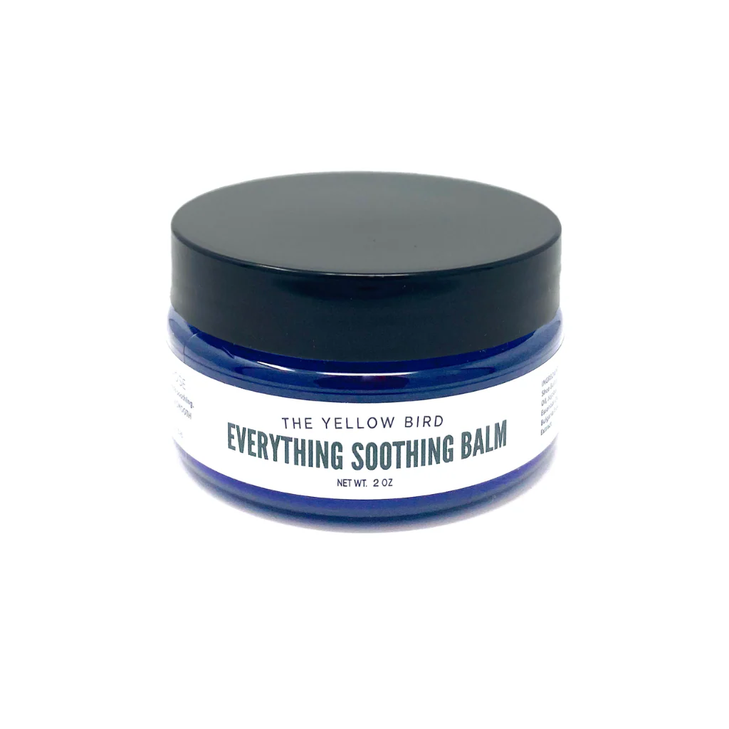 wrap around label on blue jar